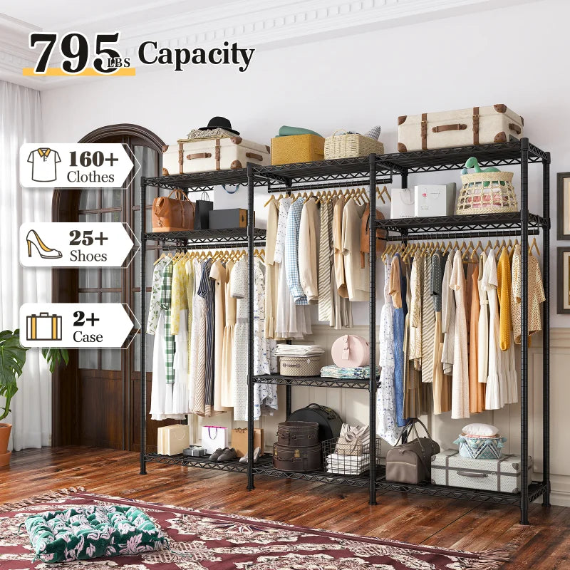 Raybee portable clothes rack can hold up to 795lbs