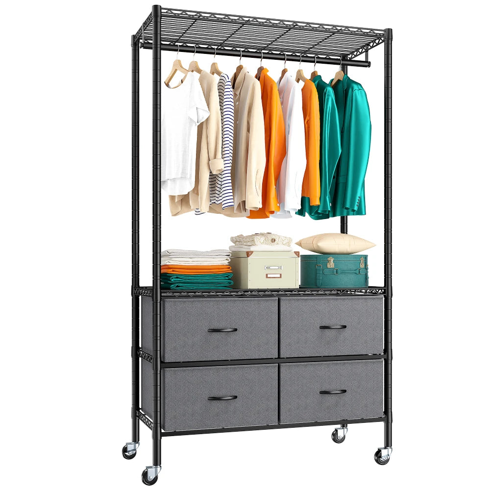 Home essentials rolling garment rack discount with 3 drawers instructions