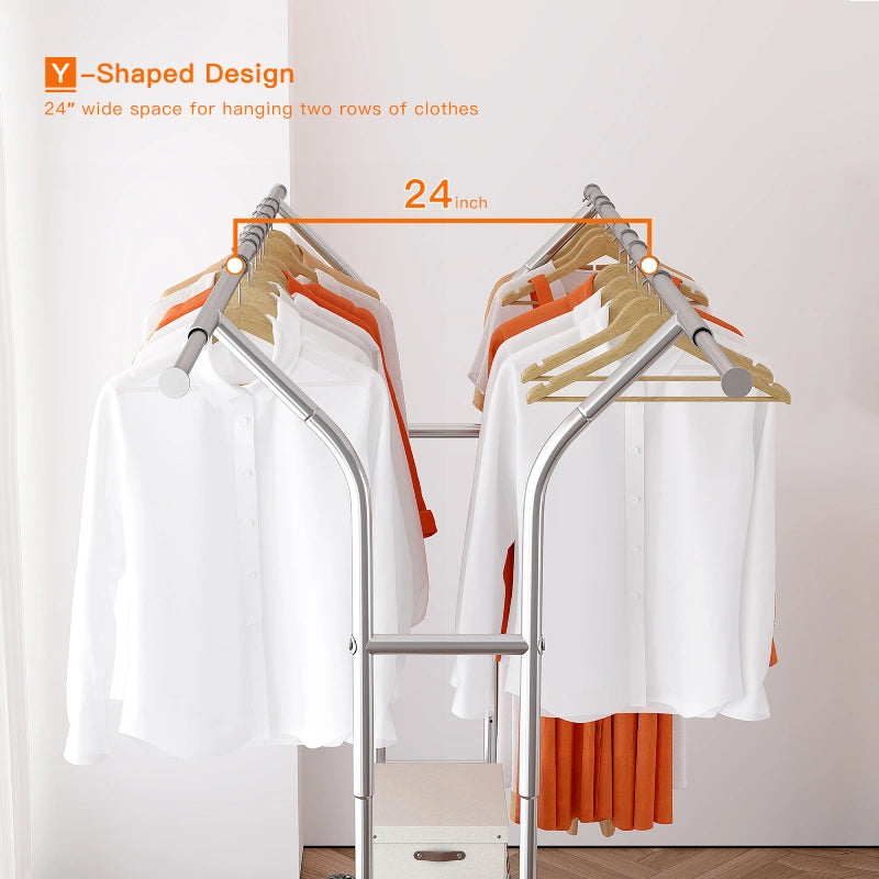 Raybee double hanging clothes rack with double storage capacity