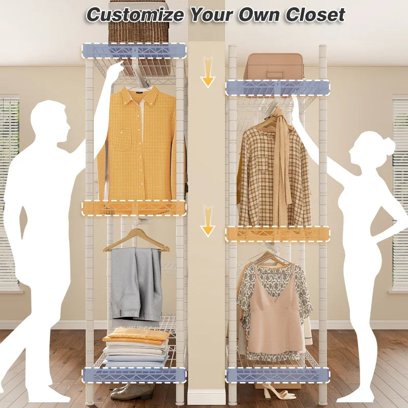  This white wire clothes rack with fully and simple adjustable structure to meet different storage needs.