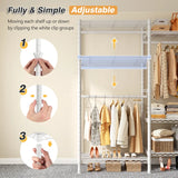 This free standing garment rack with easy installation & adjustable storage space