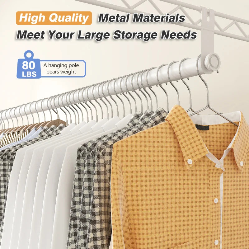 This portable clothing rack with metal hanging rod which can support up to 80lbs