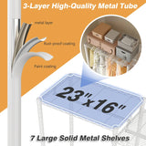 This metal garment rack heavy duty with 3-layer high-quality metal tube and 7 large solid metal shelves
