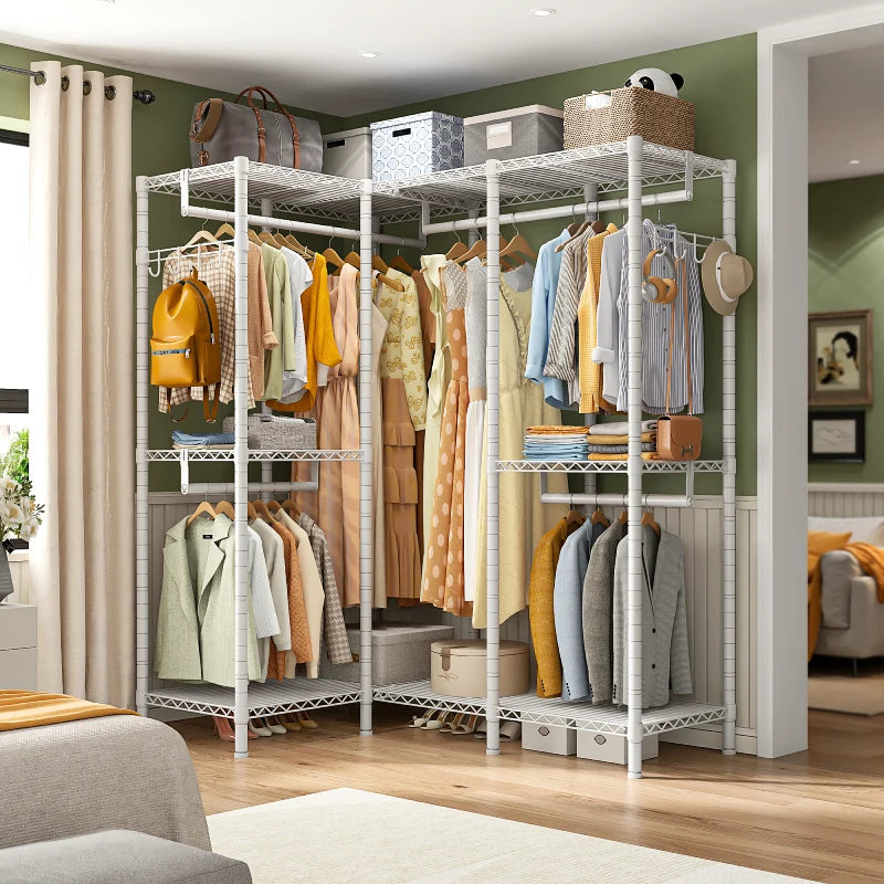 Raybee adjustable clothes rack for bedroom storage