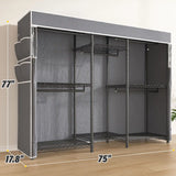 Raybee 75"W  Portable Clothes Rack With Cover, 905LBS Heavy Duty Clothes Rack For Hanging Clothes,Adjustable&Stability