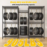 Raybee 75"W  Portable Clothes Rack With Cover, 905LBS Heavy Duty Clothes Rack For Hanging Clothes,Adjustable&Stability