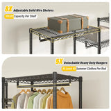 Raybee 75"W  Portable Clothes Rack With Cover, 905LBS Heavy Duty Clothes Rack For Hanging Clothes,Adjustable&Stability