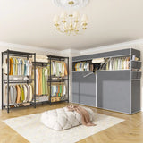 Raybee 75"W  Portable Clothes Rack With Cover, 905LBS Heavy Duty Clothes Rack For Hanging Clothes,Adjustable&Stability