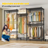 Raybee 75"W  Portable Clothes Rack With Cover, 905LBS Heavy Duty Clothes Rack For Hanging Clothes,Adjustable&Stability
