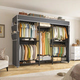 Raybee 75"W  Portable Clothes Rack With Cover, 905LBS Heavy Duty Clothes Rack For Hanging Clothes,Adjustable&Stability