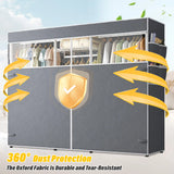 Raybee 75"W  Portable Clothes Rack With Cover, 905LBS Heavy Duty Clothes Rack For Hanging Clothes,Adjustable&Stability