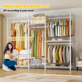 Raybee 75"W  Portable Clothes Rack With Cover, 905LBS Heavy Duty Clothes Rack For Hanging Clothes,Adjustable&Stability