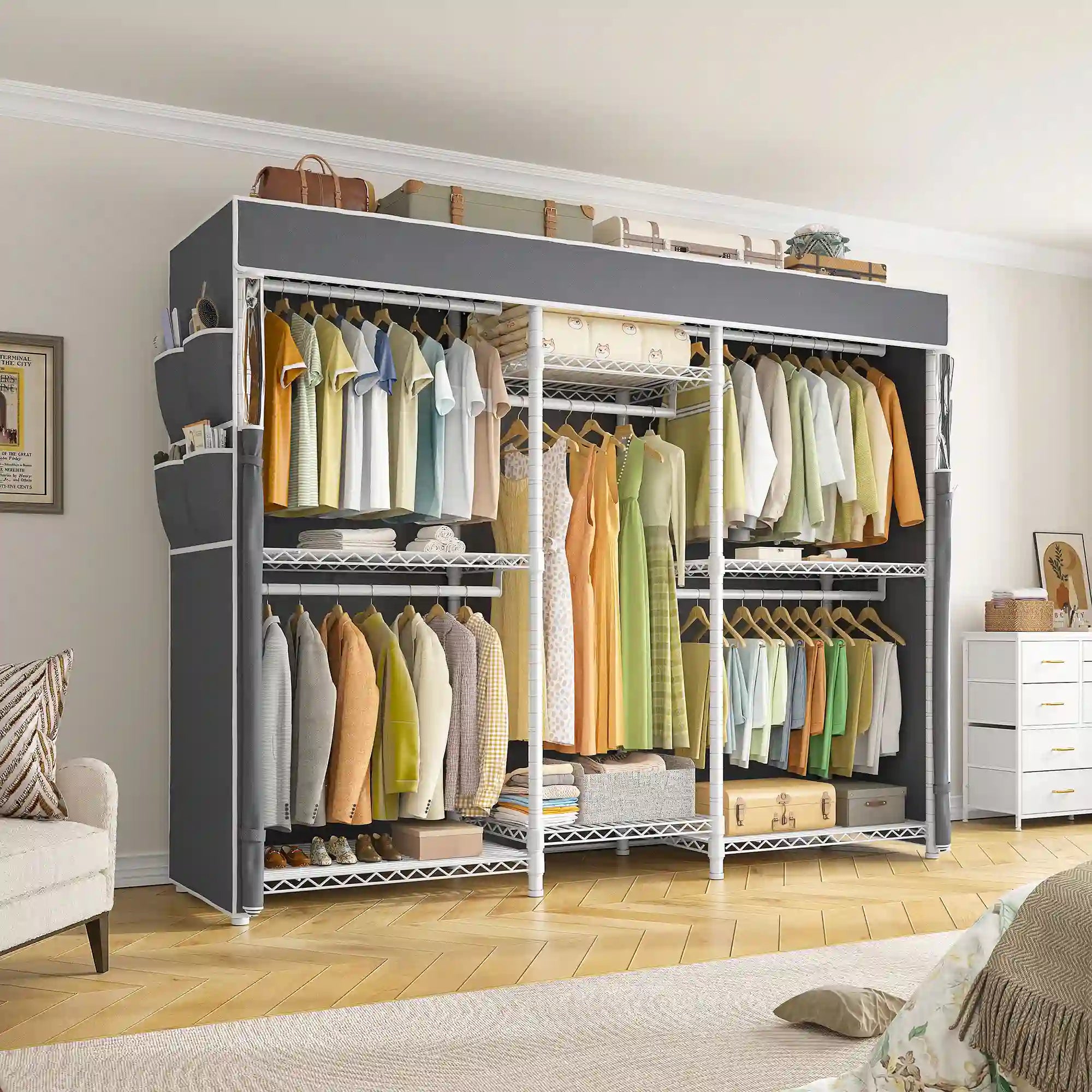thumbnail image 2 of Heavy Duty Closet Storage Rack Organizer - 9 Shelves, Adjustable, Fabric/Steel 2 of 3
