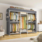 Raybee 75"W  Portable Clothes Rack With Cover, 905LBS Heavy Duty Clothes Rack For Hanging Clothes,Adjustable&Stability