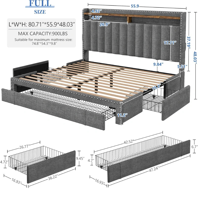RaybeeFullBedFramewith3Drawers