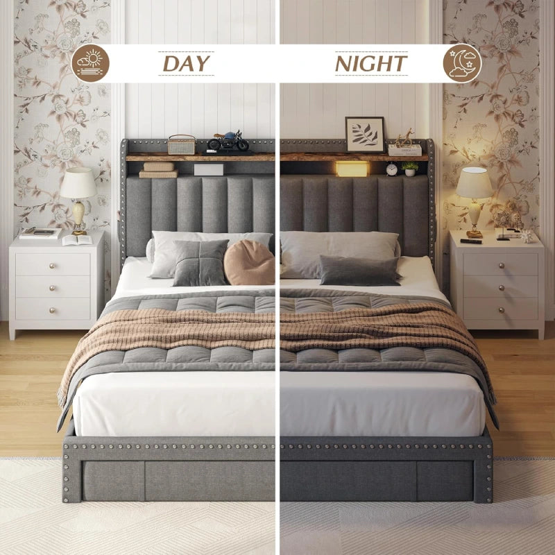 RaybeeFullBedFramewith3StorageDrawers--Grey
