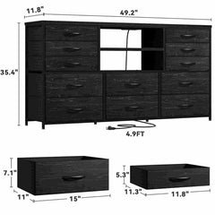 Raybee LED TV Stand with 12 Drawers