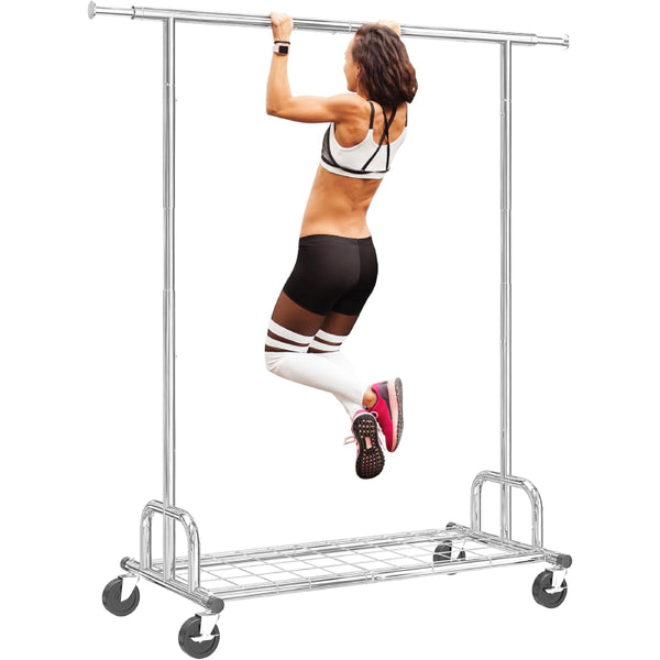 Raybee Heavy Duty Clothes Rack Metal Rolling Garment Rack on