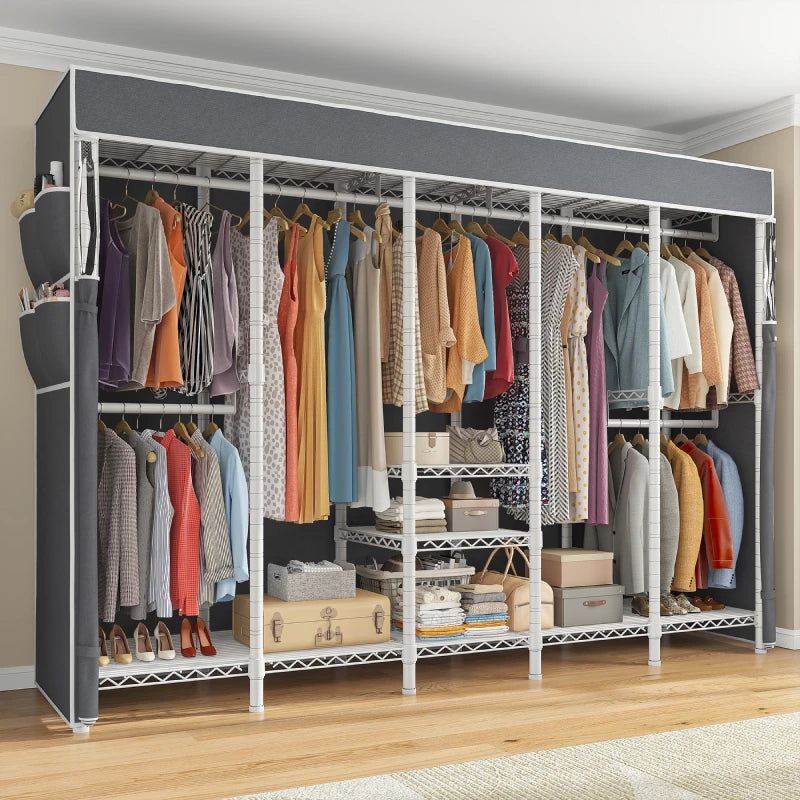 Raybee_90.6_in_W_Clothing_Rack_with_Cover-White