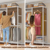 Raybee 76"W Clothing Rack with Shelves, 1100lbs Heavy Duty Clothes Rack, Metal Clothing for Hanging Clothes