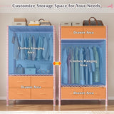 Raybee Portable Closet Organizer with 4 Drawers, Freestanding/Rolling Metal Clothes Rack