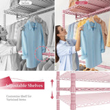 Raybee Heavy Duty Wire Garment Rack,Garment Rack For Hanging,Adjustable Portable Clothes Rack,For Bedroom
