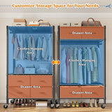 Raybee_Adjustable_rolling_clothes_rack_with_4_drawers