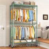 Raybee 79"H Clothing Rack With  Wheels, Rolling Garment Rack For Hanging,Portable Closets