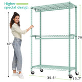 Raybee 79"H Clothing Rack With  Wheels, Rolling Garment Rack For Hanging,Portable Closets