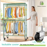 Raybee 79"H Clothing Rack With  Wheels, Rolling Garment Rack For Hanging,Portable Closets