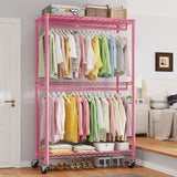 Raybee 79"H Clothing Rack With  Wheels, Rolling Garment Rack For Hanging,Portable Closets