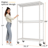 Raybee 79"H Clothing Rack With  Wheels, Rolling Garment Rack For Hanging,Portable Closets