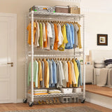 Raybee 79"H Clothing Rack With  Wheels, Rolling Garment Rack For Hanging,Portable Closets