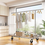 Raybee 75"W clothes rack on wheels,Garment Rack with Shelves, Rolling Clothes Racks for Dorm Essential
