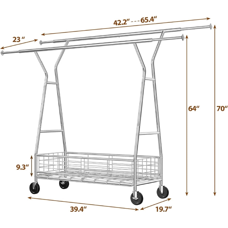 Raybee Rolling Clothes rack with Shelves,Heavy Duty Garment rack,Chrome ...