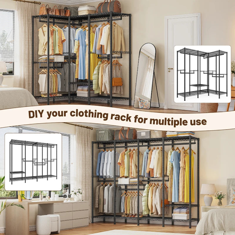 Ulif E12C Heavy Duty Freestanding Adjustable Clothing Rack With