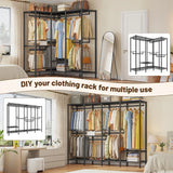 Raybee 76"W Clothing Rack with Shelves, 1100lbs Heavy Duty Clothes Rack, Metal Clothing for Hanging Clothes