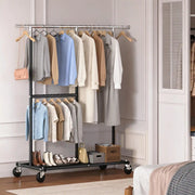 Raybee rolling clothes rack with wheels
