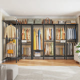 Raybee 76"W Clothing Rack with Shelves, 1100lbs Heavy Duty Clothes Rack, Metal Clothing for Hanging Clothes