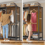 Raybee 76"W Clothing Rack with Shelves, 1100lbs Heavy Duty Clothes Rack, Metal Clothing for Hanging Clothes