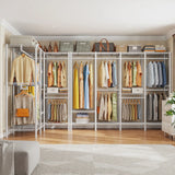 Raybee 76"W Clothing Rack with Shelves, 1100lbs Heavy Duty Clothes Rack, Metal Clothing for Hanging Clothes