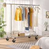 Raybee 75"W clothes rack on wheels,Garment Rack with Shelves, Rolling Clothes Racks for Dorm Essential