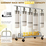 Raybee 75"W clothes rack on wheels,Garment Rack with Shelves, Rolling Clothes Racks for Dorm Essential