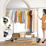 Raybee 75"W clothes rack on wheels,Garment Rack with Shelves, Rolling Clothes Racks for Dorm Essential