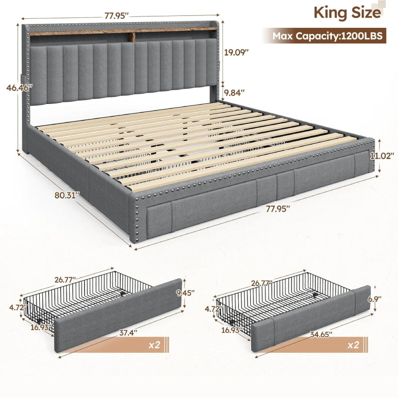Raybee_King_Size_Bed_Frame_with_Drawers_Grey