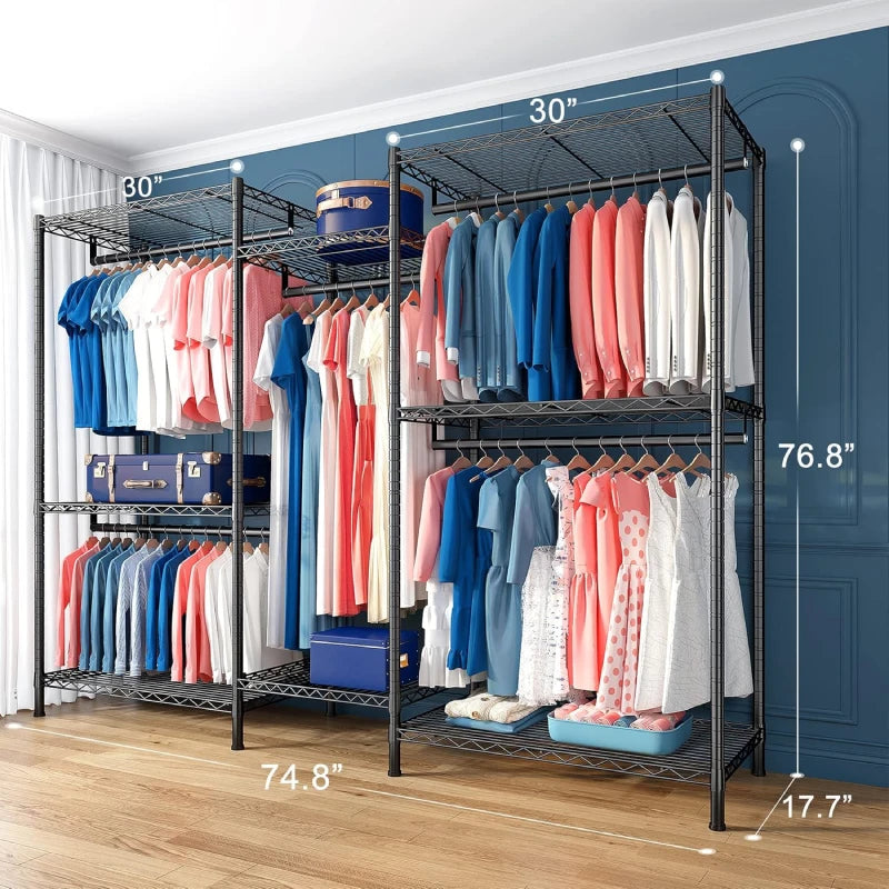 Raybee Freestanding Closet Rack Heavy Duty Garment Rack for Bedroom Reibii
