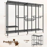 Raybee 76"W Clothing Rack with Shelves, 1100lbs Heavy Duty Clothes Rack, Metal Clothing for Hanging Clothes