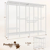 Raybee 76"W Clothing Rack with Shelves, 1100lbs Heavy Duty Clothes Rack, Metal Clothing for Hanging Clothes