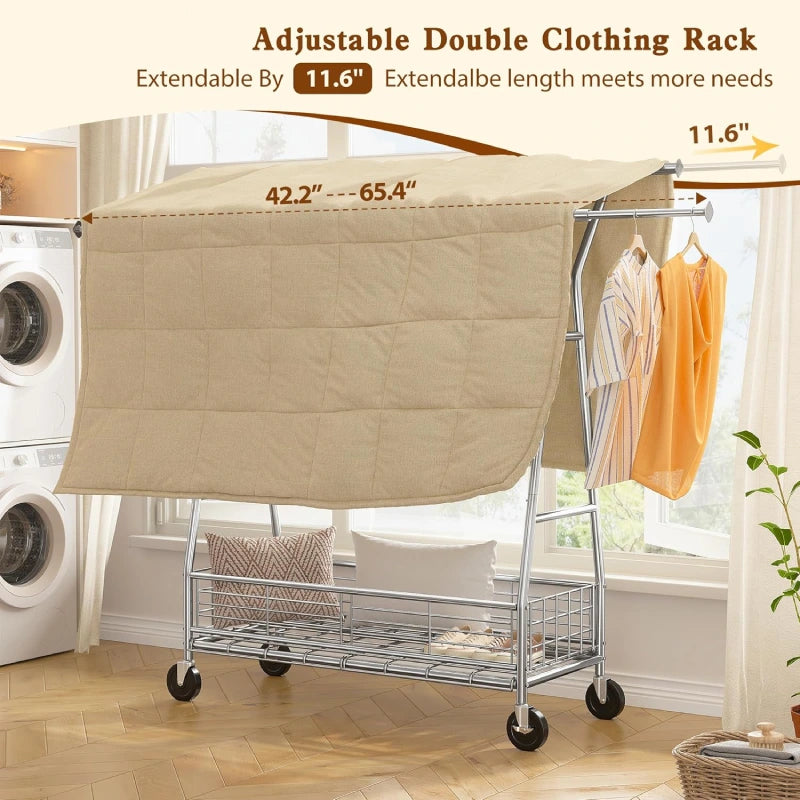 Raybee Rolling Clothes rack with Shelves,Heavy Duty Garment rack,Chrome ...