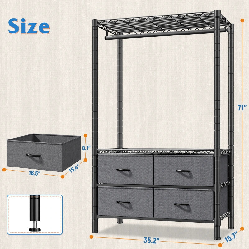 portable dresser closet MAGINELS Wardrobe Closets allowing you to customize it according to your preferences for a more aesthetically pleasing and enduring look. Jofuler Wardrobe Closet, Quick and